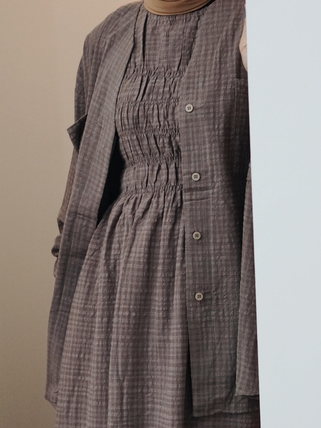 Smock Sleeveless Dress (CGLABEL - Checkered Linen)