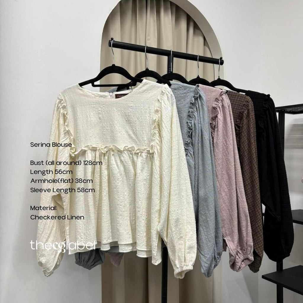 Serina Cropped Blouse (CGLABEL - Checkered Linen)