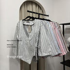 Kerry Kimono Blouse (CGLABEL - Linen Stripes)