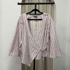 Kerry Kimono Blouse (CGLABEL - Linen Stripes)