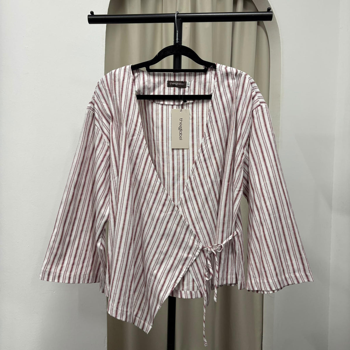 Kerry Kimono Blouse (CGLABEL - Linen Stripes)